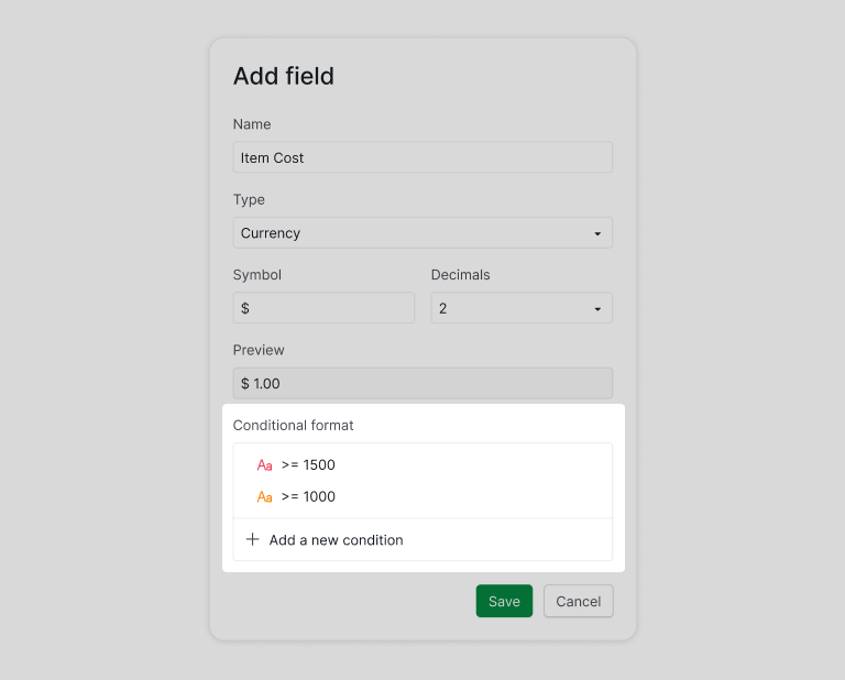 Conditional Format Custom Fields