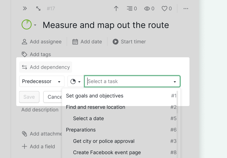 Task dependency project management