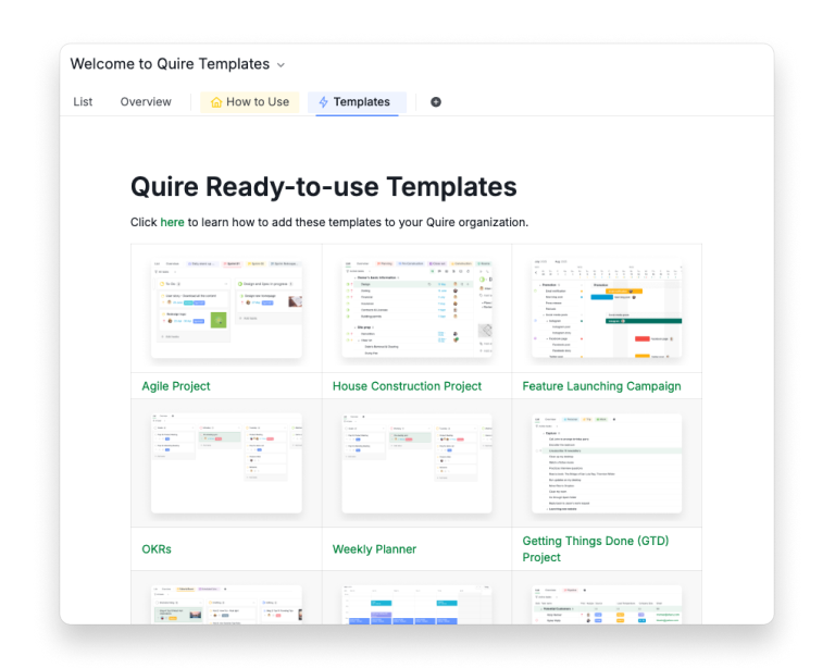Project management templates
