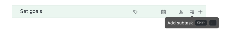 add subtask shortcut