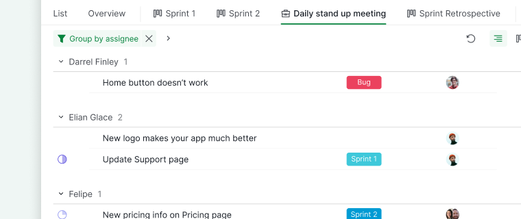 sublists as daily scrum meetings