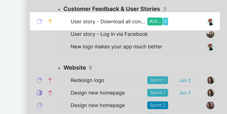 tasks and subtasks as tasks in backlog