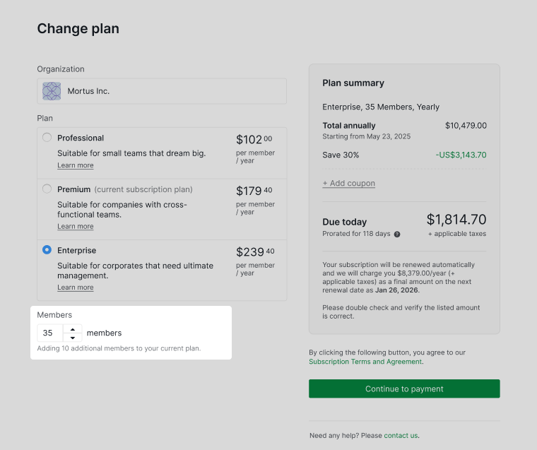 change the member seats accordingly