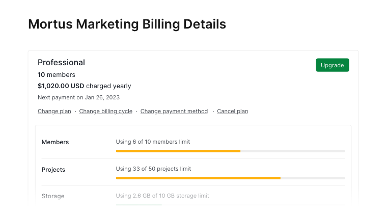 view billing details