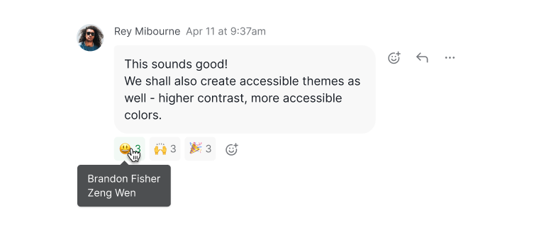 hovering a chat message reaction