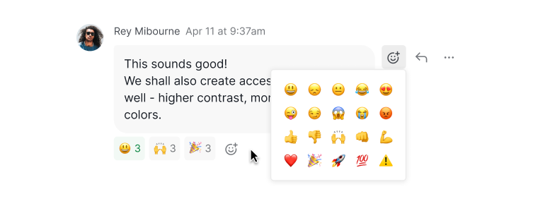 adding reaction to a chat message