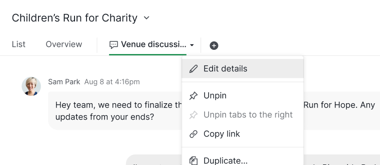 edit a chat channel settings