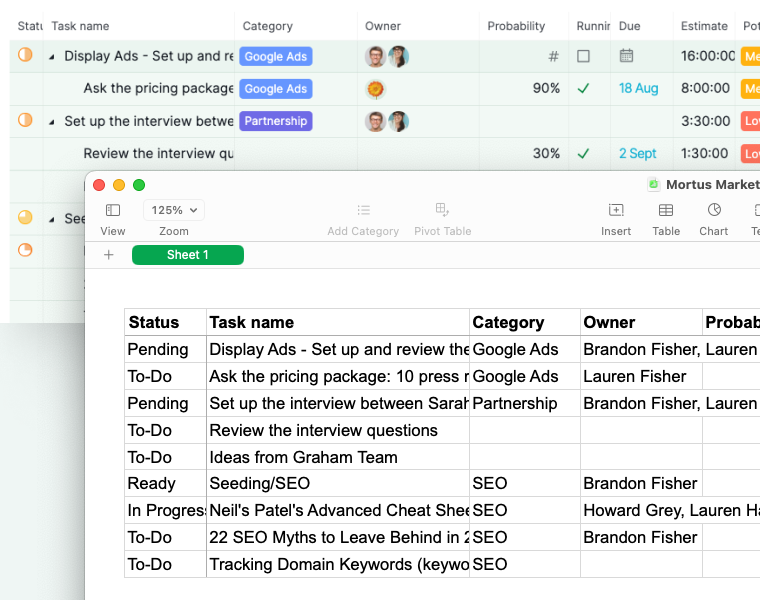 copy from table view and paste to spreadsheet