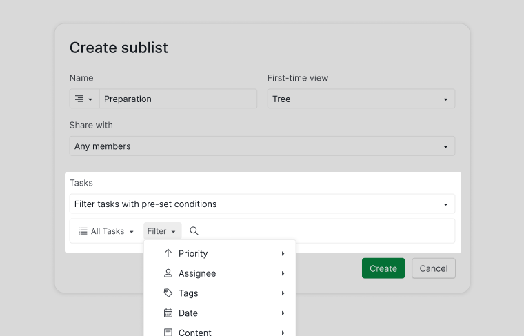create sublist based on pre-conditioned filters