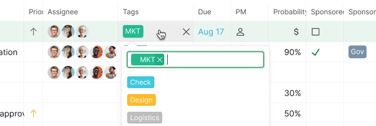 edit field values in table view