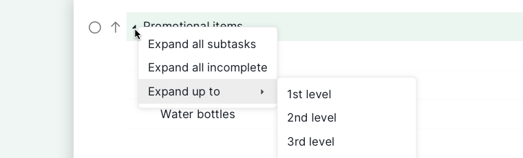 collapse or expand tasks