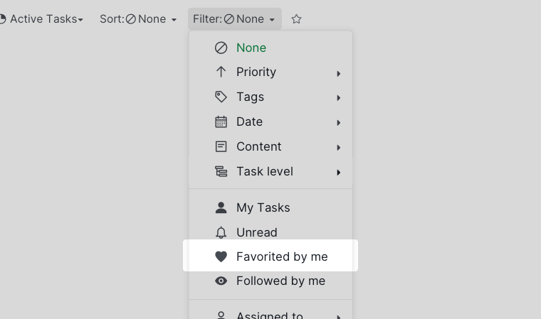 filter task favorite by me