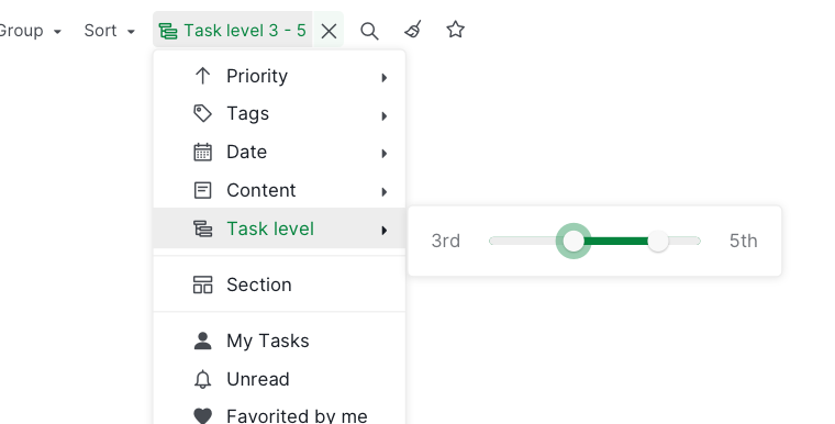 filter by task level