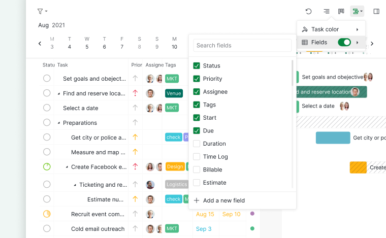 toggle on grid view in timeline