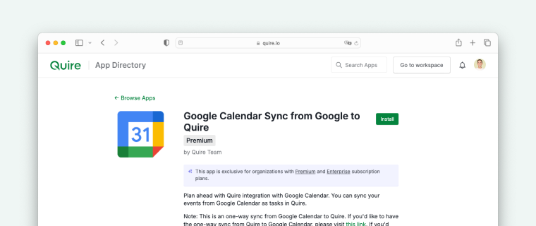 sync Google events to Quire project