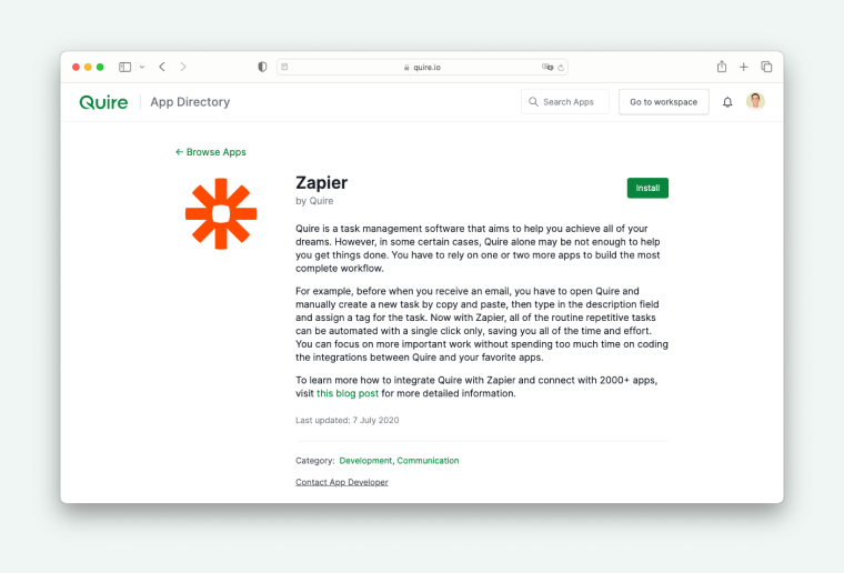 Quire and Zapier integration