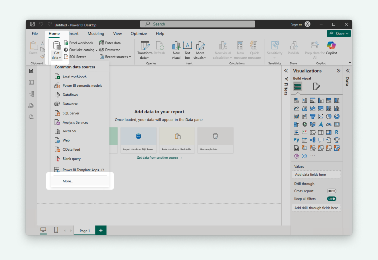 more section in Power BI app