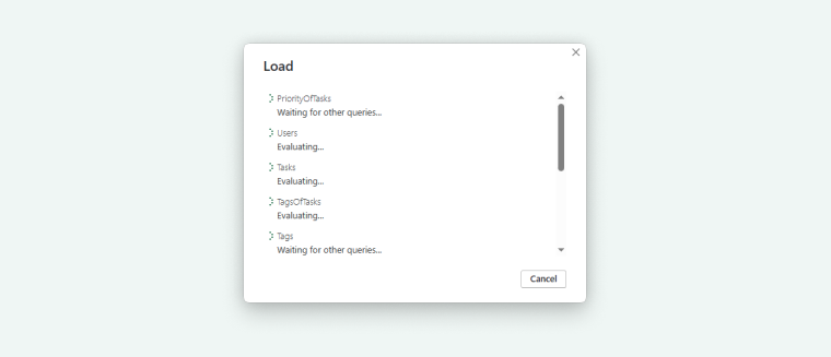 loading data in Power BI app