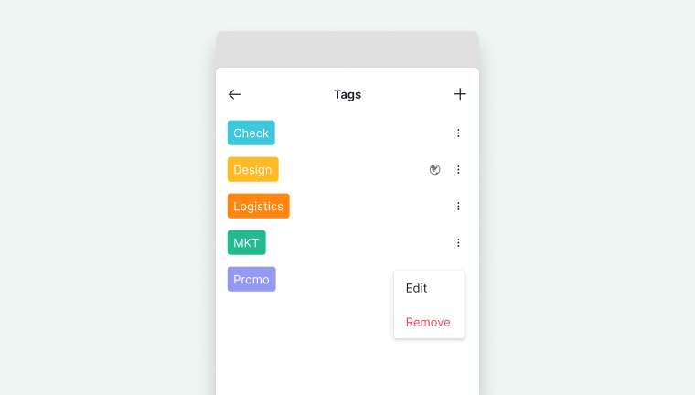 set tags to global on mobile app