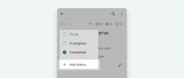 add status on mobile app