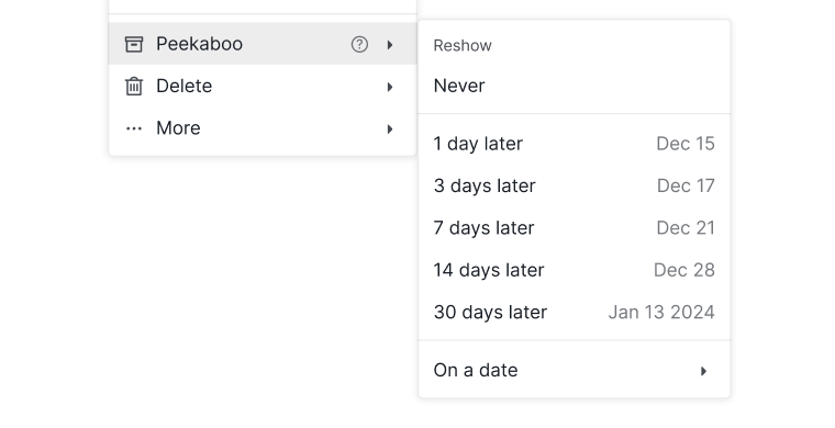 reshow peekaboo tasks