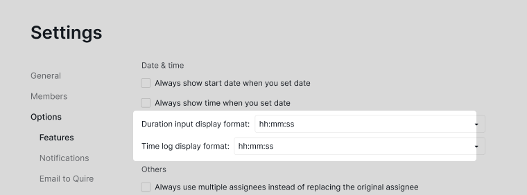 always display seconds when set time tracking