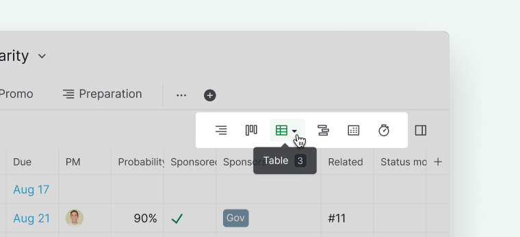 Quire switch table view icon