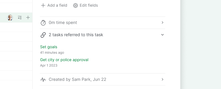 referral log in task detail panel