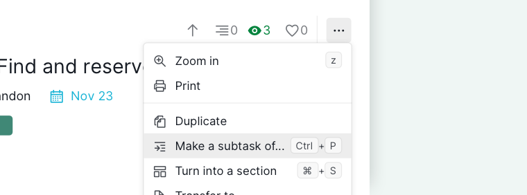 move an existing task to a section