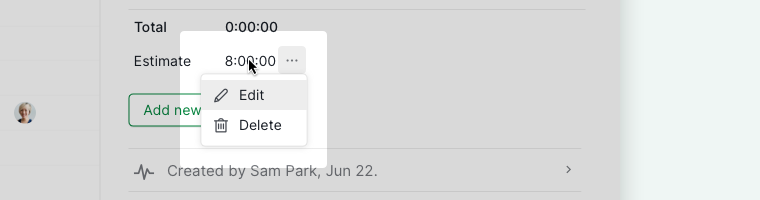 edit and delete estimated time