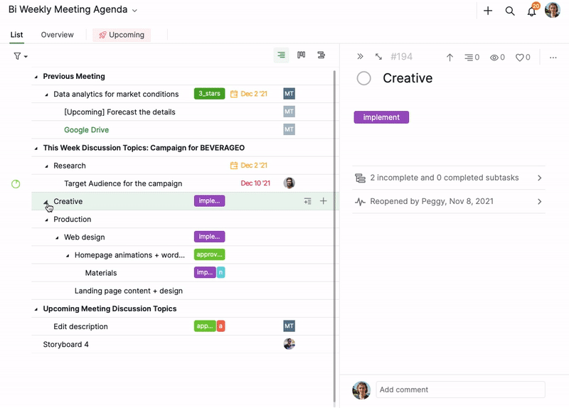 clicking black arrow to expand:collapse nested task list.gif