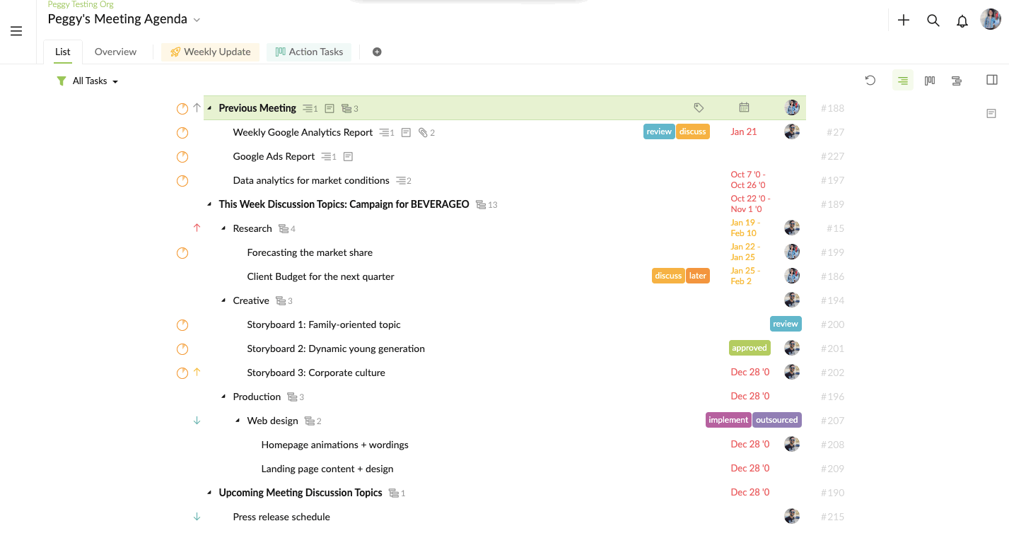 Add root task in main List then drag to Sublist.gif