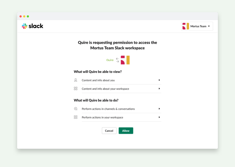 Slack authorization