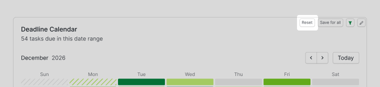 Reset a widget filter to its original view in Quire