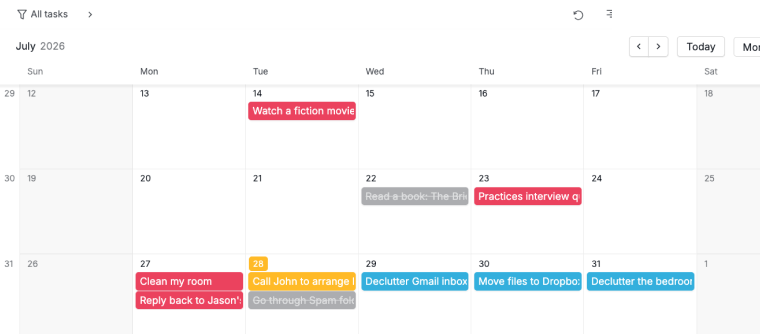 calendar tasks in calendar view