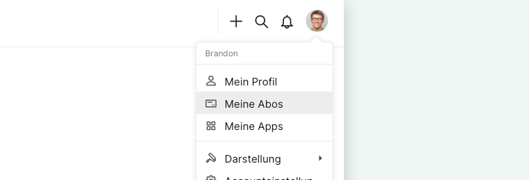 Seite „Meine Abos“ mit verknüpften Organisationen