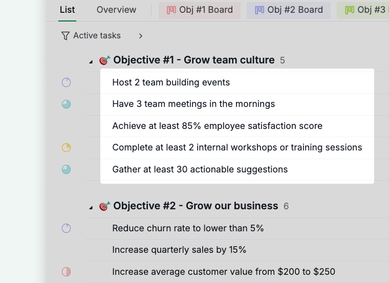 key results as tasks