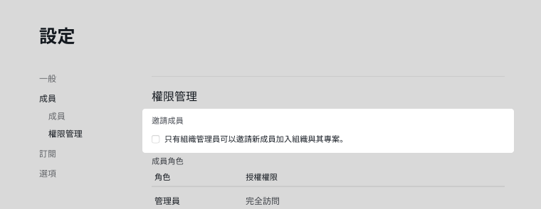 Quire 中的组织成员邀请权限设置