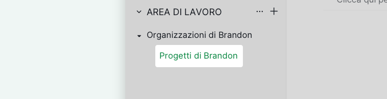 Barra laterale di Quire che mostra un progetto elencato sotto la sua organizzazione per una navigazione semplice