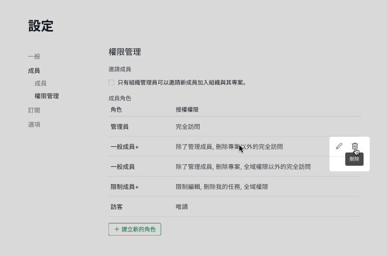 删除角色权限