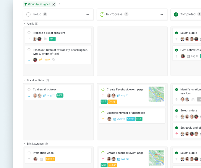 Kanban board sorting
