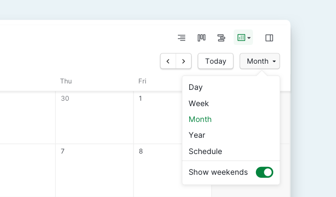 calendar with different views calendar view modes