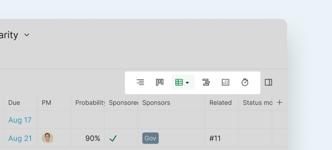 Switch to table view Quire_table_view