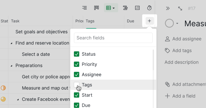 Hide a columns in Table View task_management_table_view