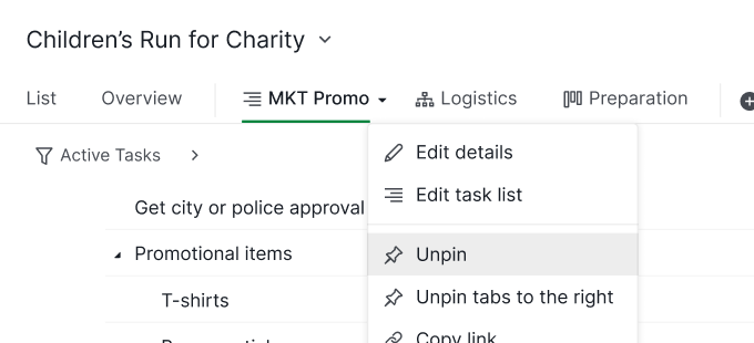 Sublist navigation To-do list sublist navigation